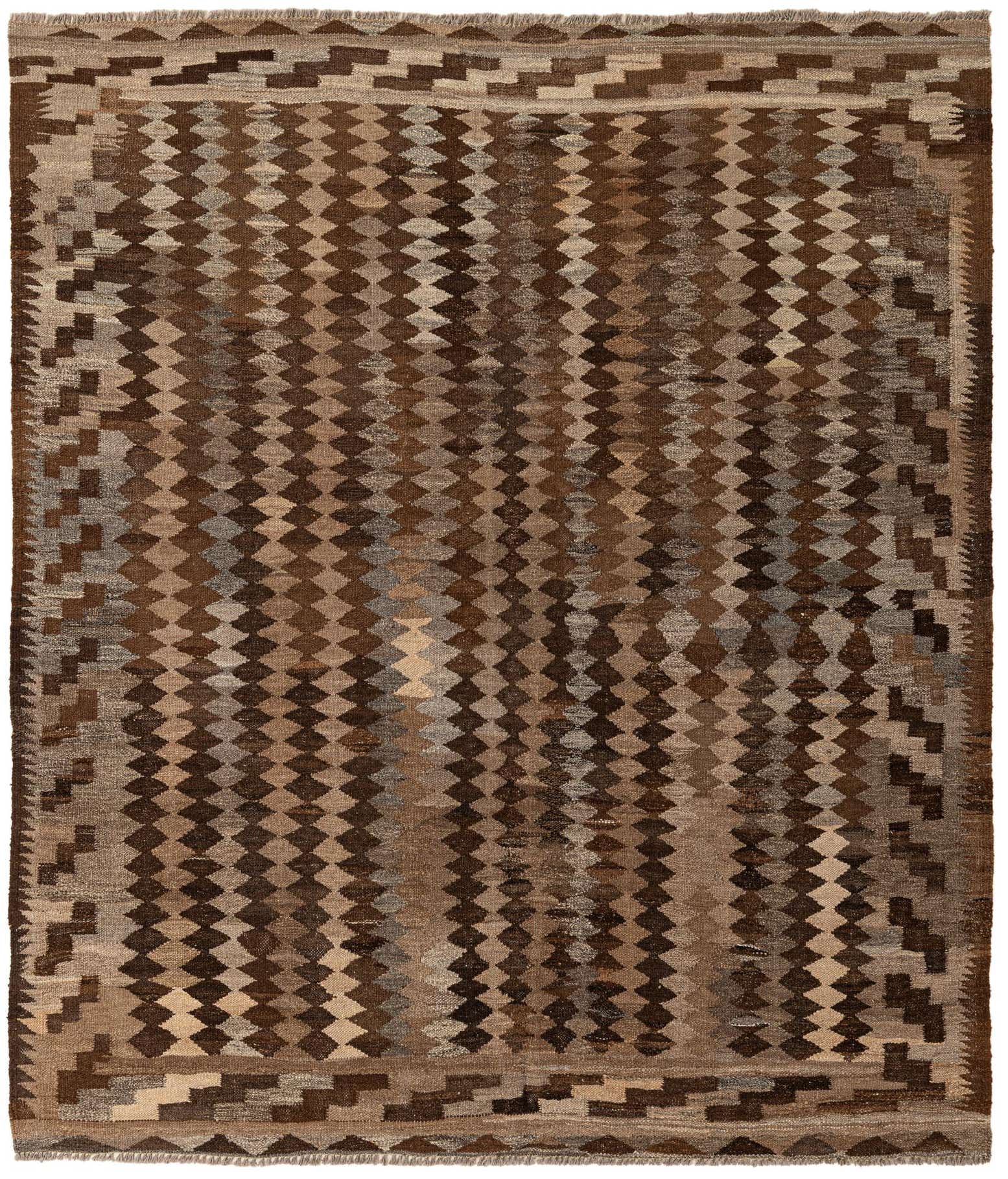 5' 4 x 5' 11 Hand Woven Kilim Maymana Wool Rug