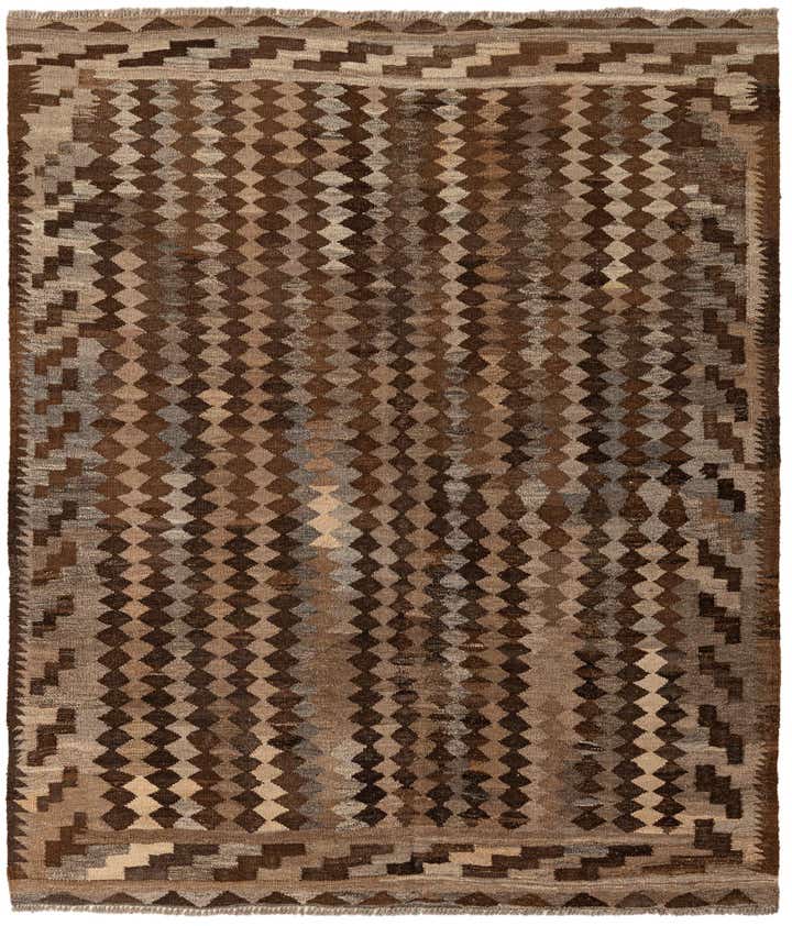 5' 4 x 5' 11 Hand Woven Kilim Maymana Wool Rug
