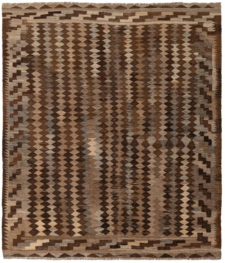 Detail image of 5' 4 x 5' 11 Hand Woven Kilim Maymana Wool Rug