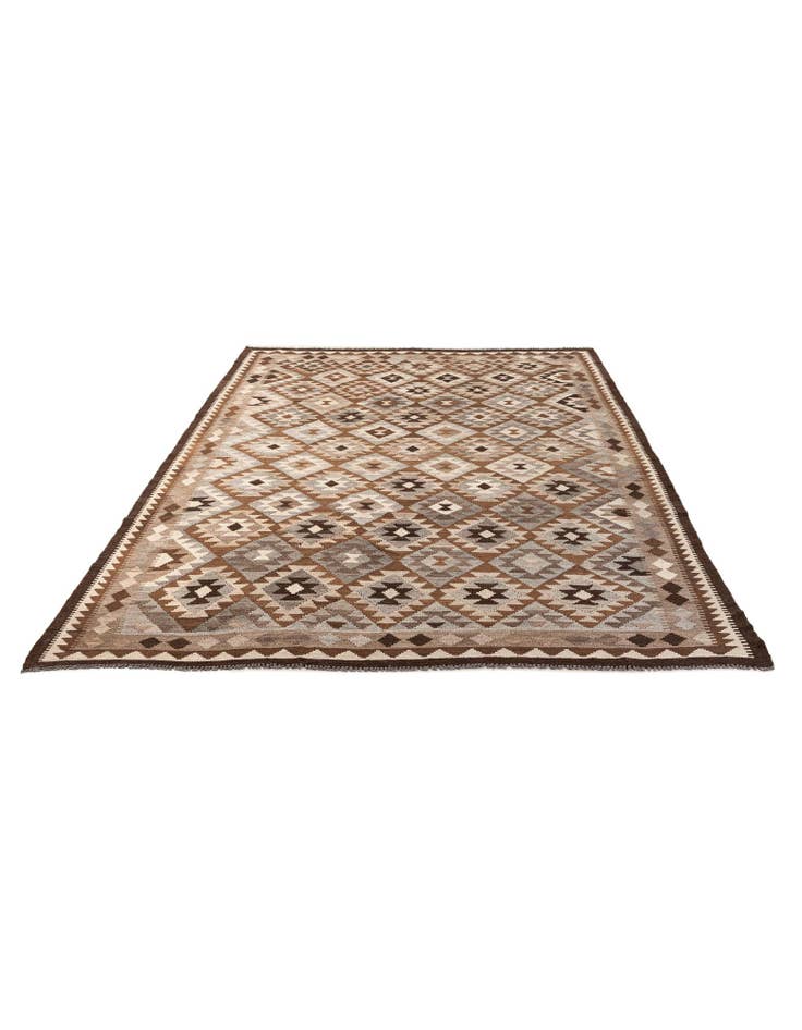 Detail image of 6' 8 x 9' 6 Hand Woven Kilim Maymana Wool Rug