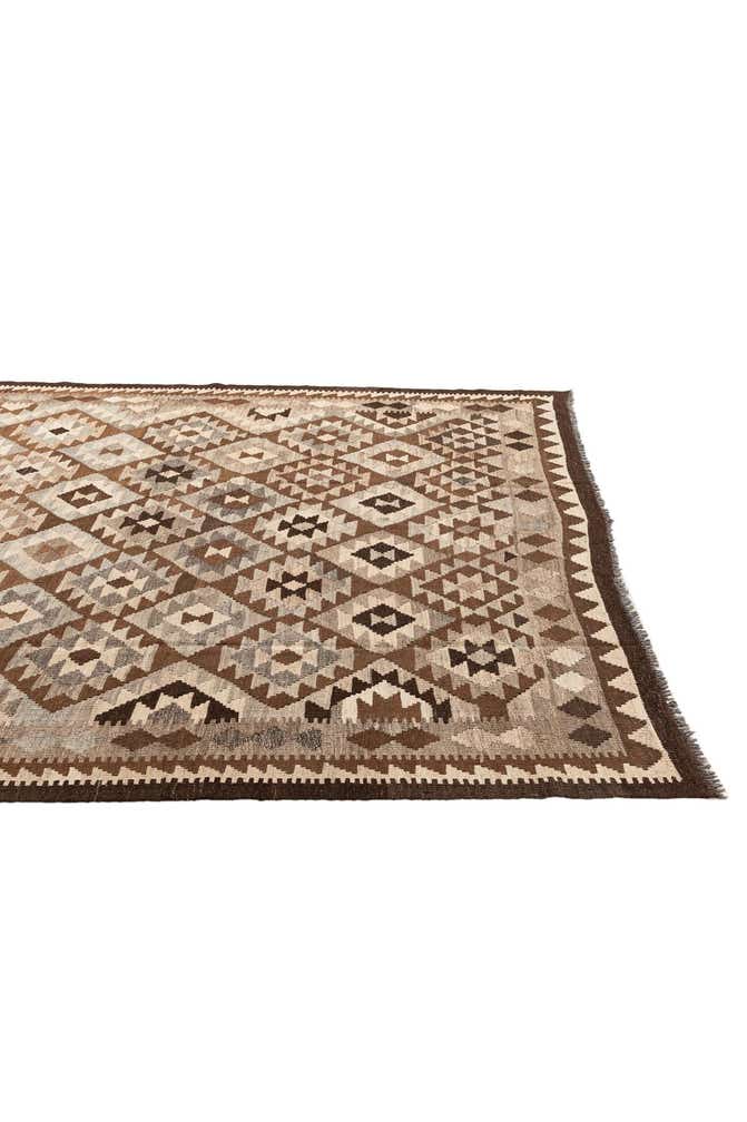 6' 8 x 9' 6 Hand Woven Kilim Maymana Wool Rug