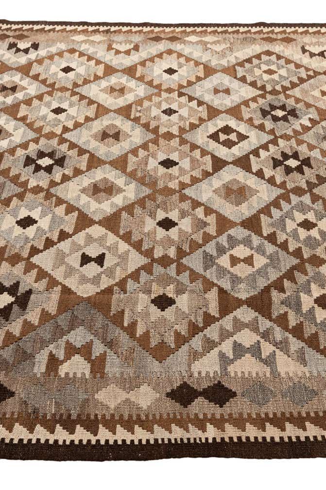 6' 8 x 9' 6 Hand Woven Kilim Maymana Wool Rug