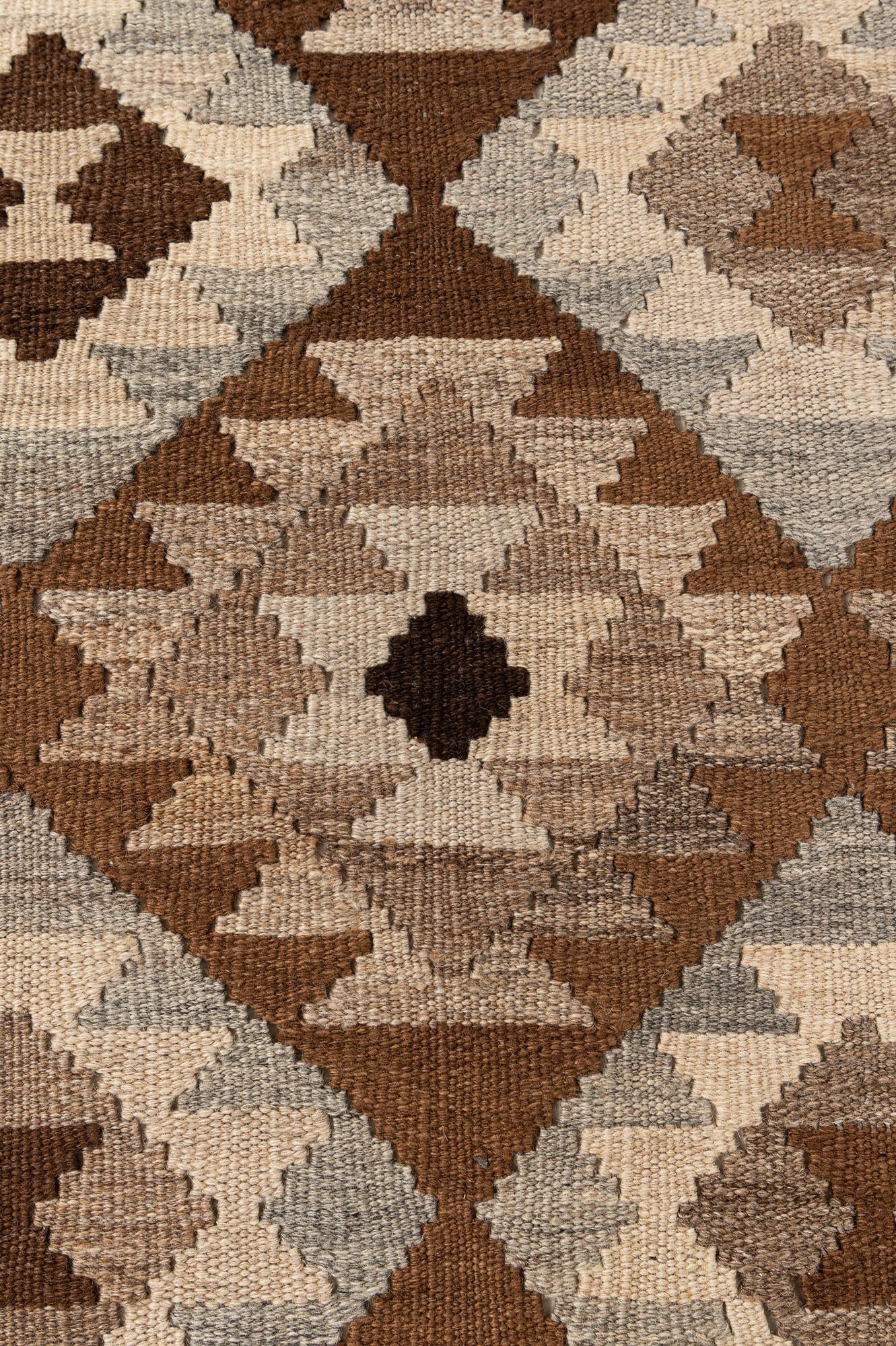 6' 8 x 9' 6 Hand Woven Kilim Maymana Wool Rug