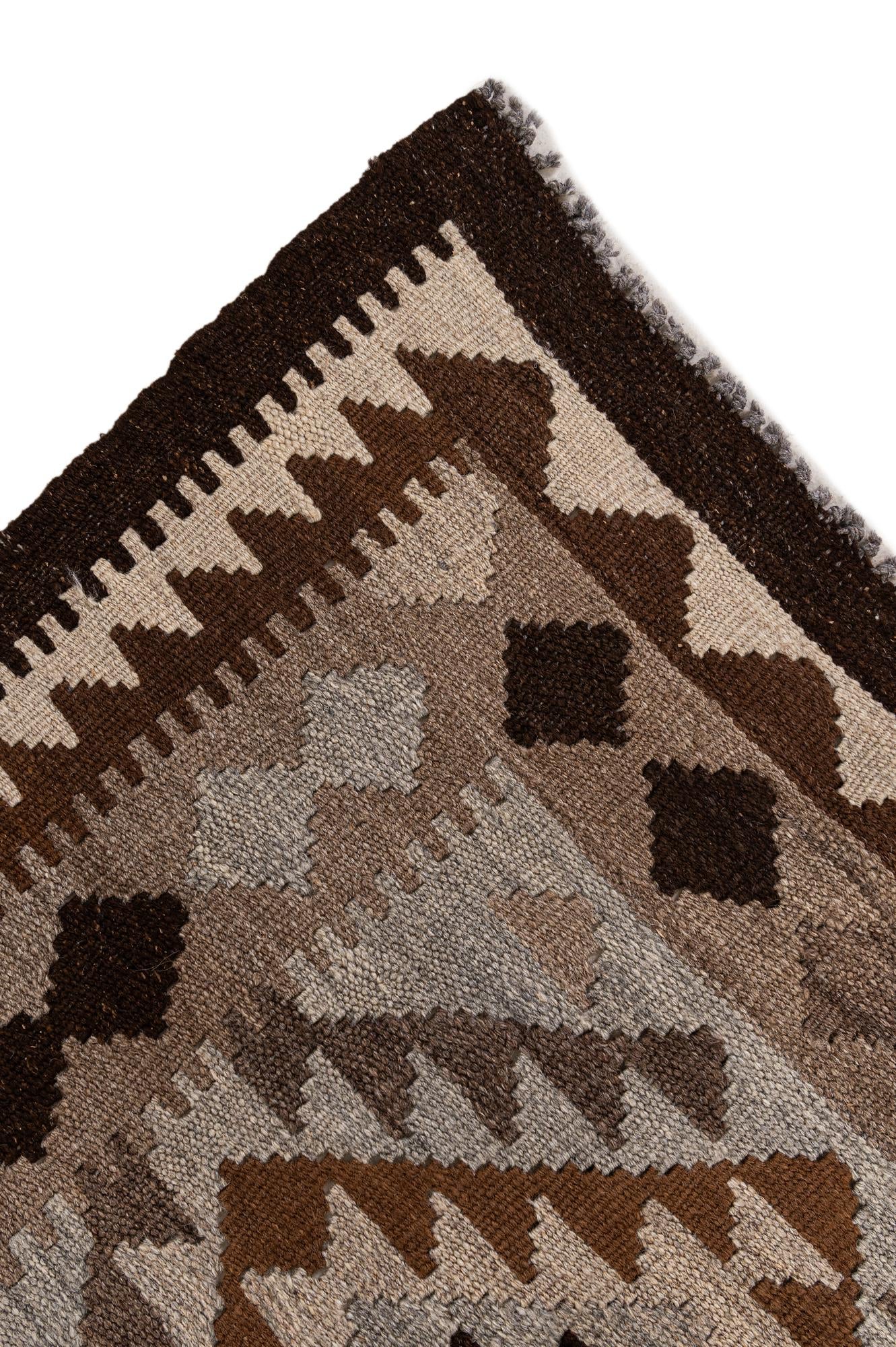6' 8 x 9' 6 Hand Woven Kilim Maymana Wool Rug