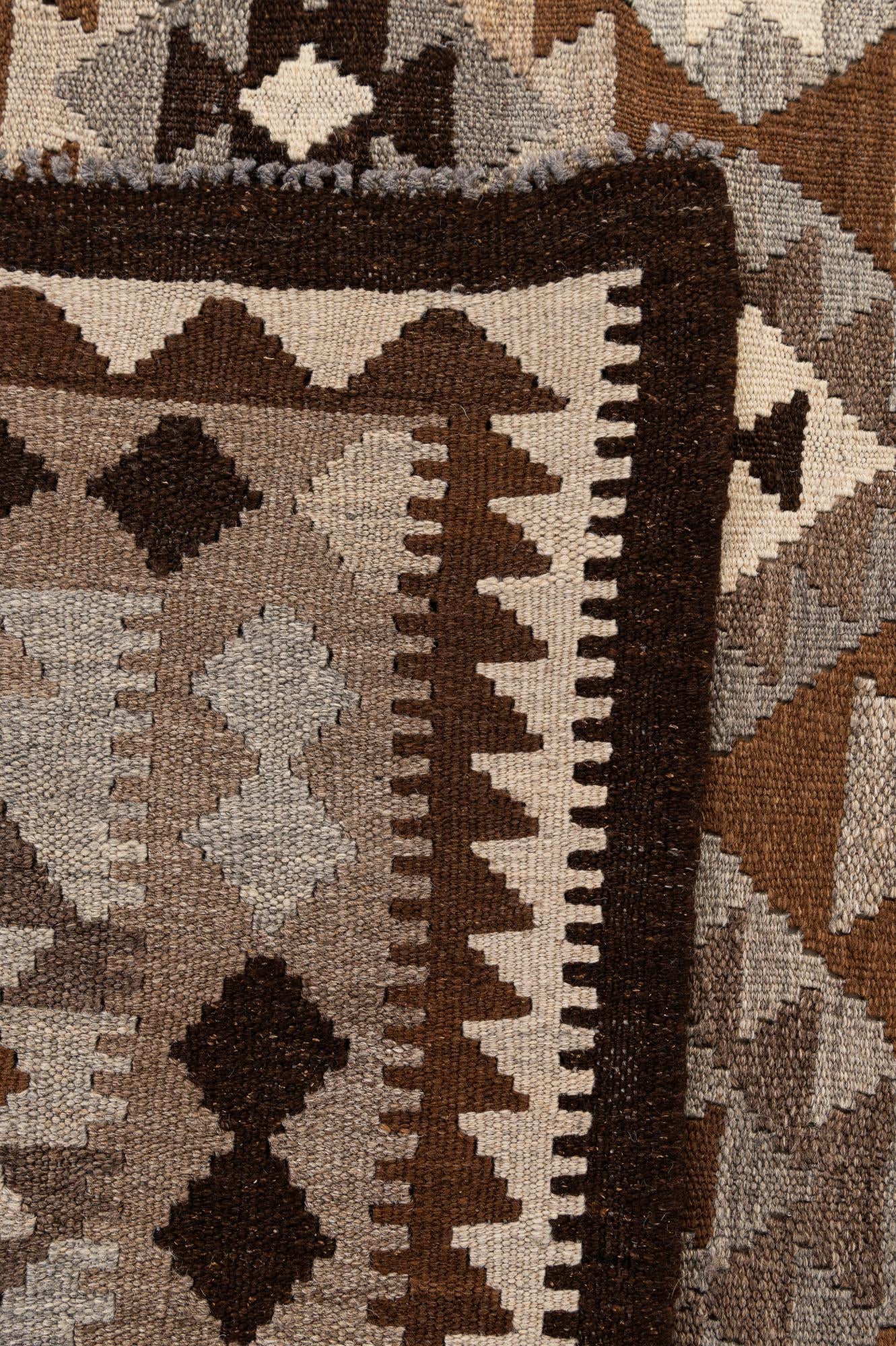6' 8 x 9' 6 Hand Woven Kilim Maymana Wool Rug