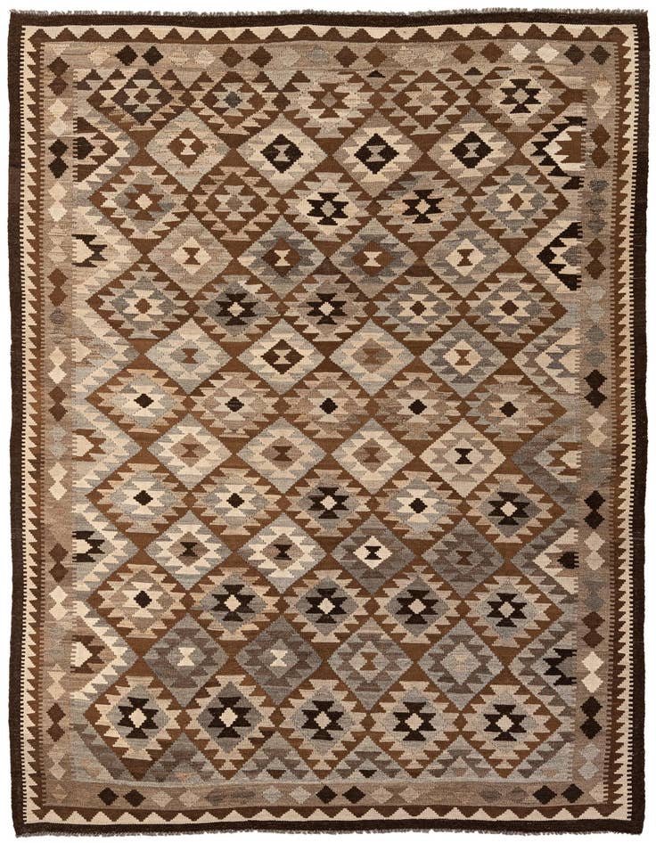 Detail image of 6' 8 x 9' 6 Hand Woven Kilim Maymana Wool Rug