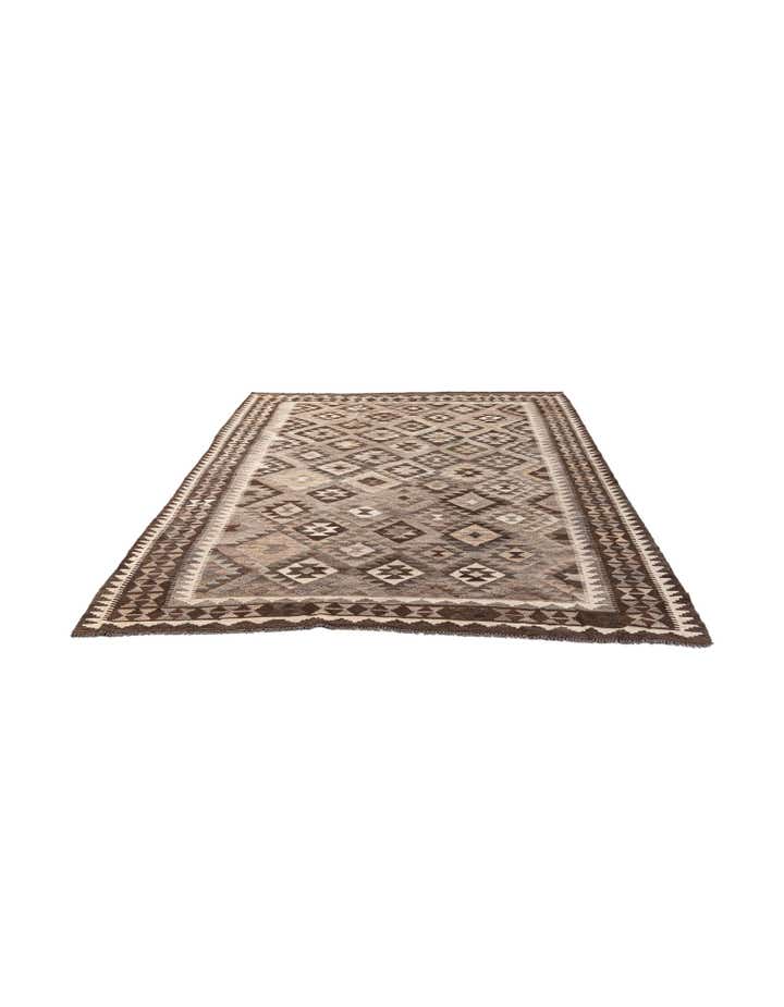 6' 8 x 9' Hand Woven Kilim Maymana Wool Rug