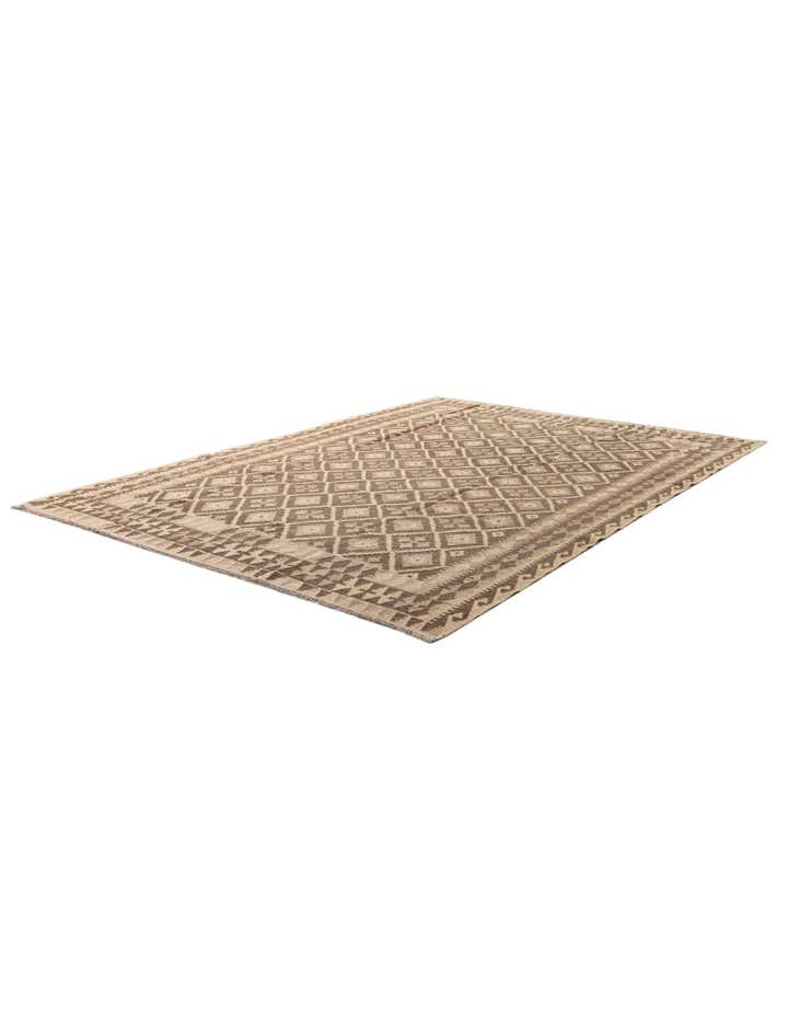 6' 11 x 9' 8 Hand Woven Kilim Maymana Wool Rug