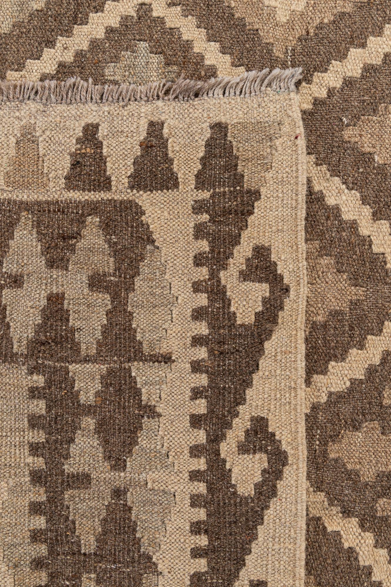 6' 11 x 9' 8 Hand Woven Kilim Maymana Wool Rug