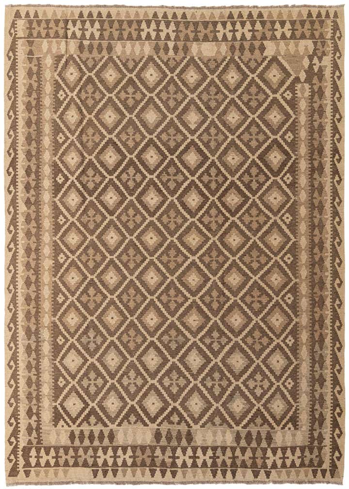 6' 11 x 9' 8 Hand Woven Kilim Maymana Wool Rug