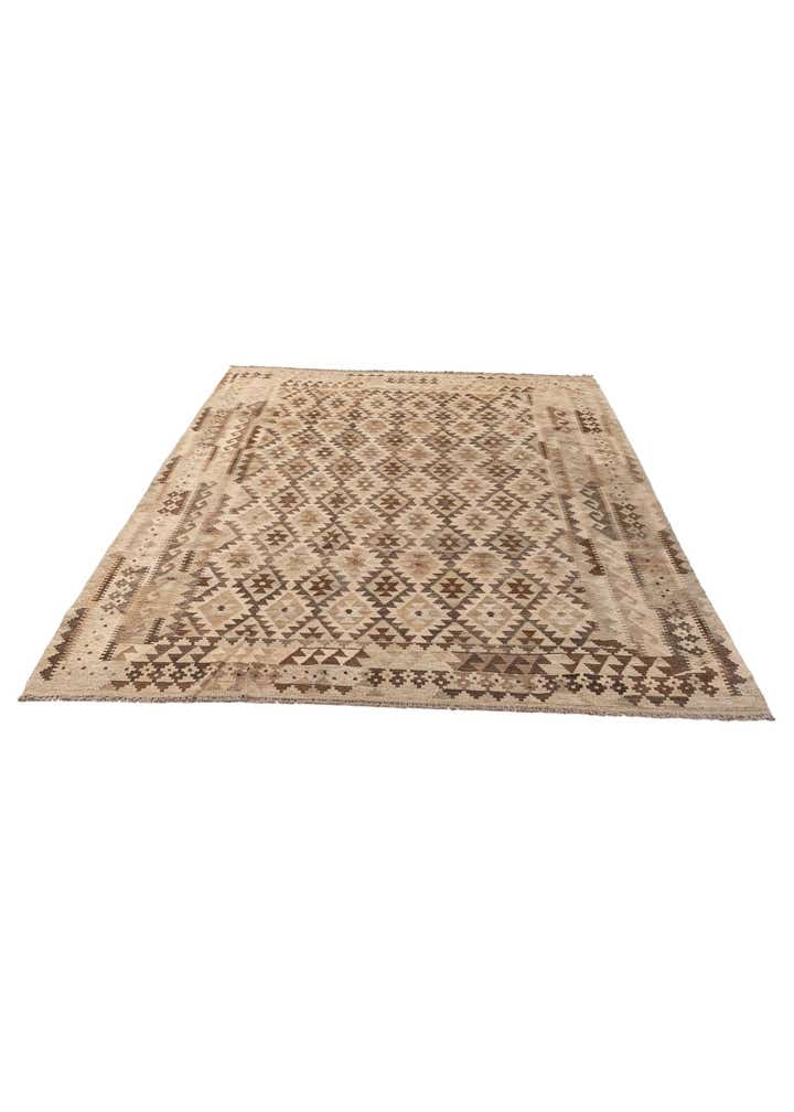 6' 11 x 9' 6 Hand Woven Kilim Maymana Wool Rug