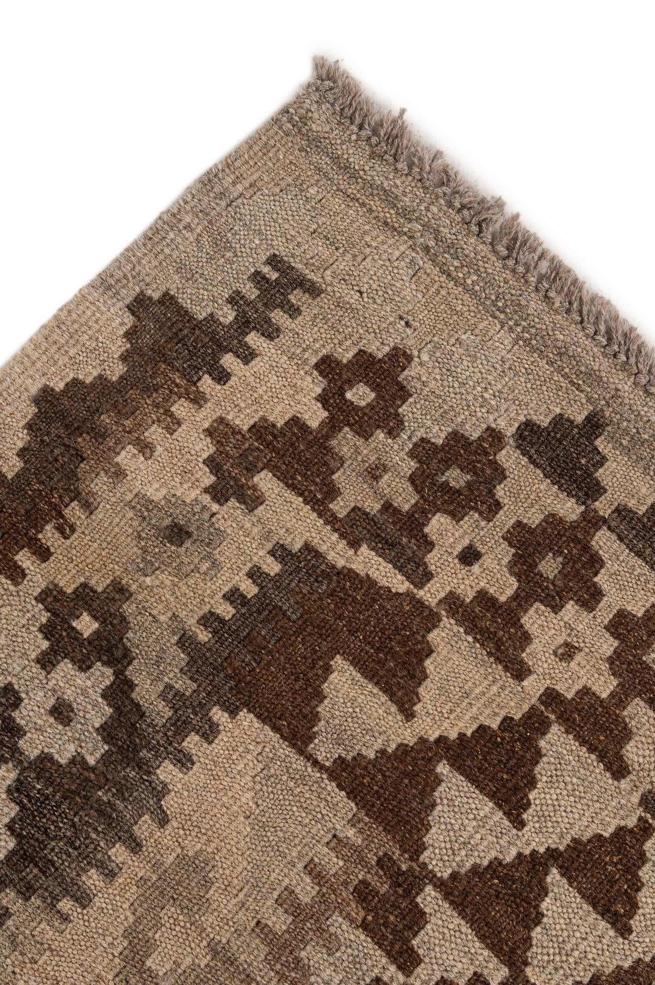 6' 11 x 9' 6 Hand Woven Kilim Maymana Wool Rug