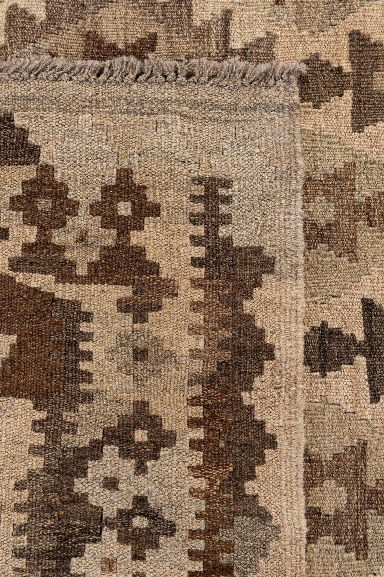6' 11 x 9' 6 Hand Woven Kilim Maymana Wool Rug