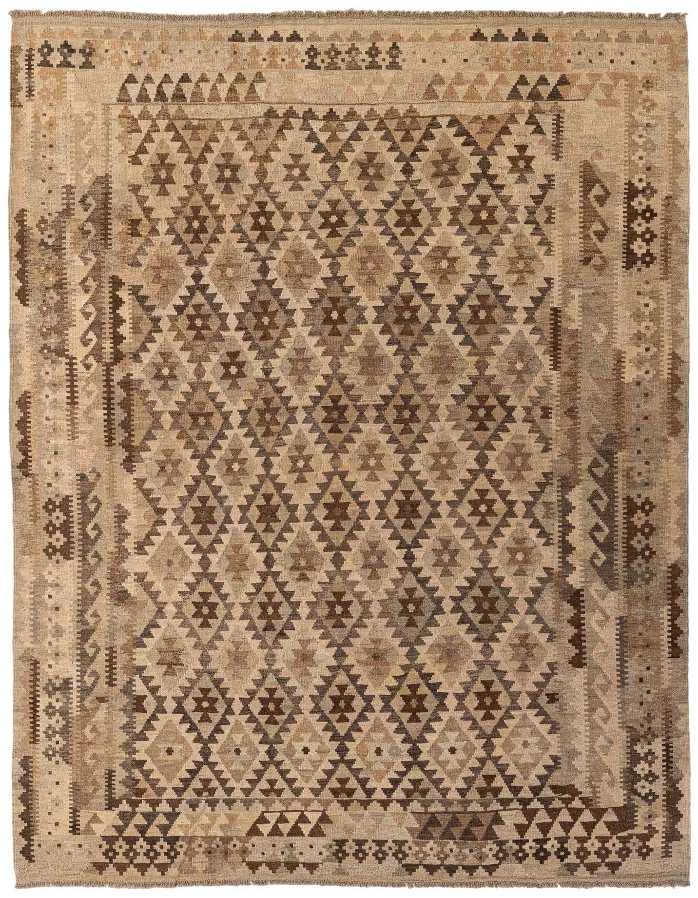 6' 11 x 9' 6 Hand Woven Kilim Maymana Wool Rug