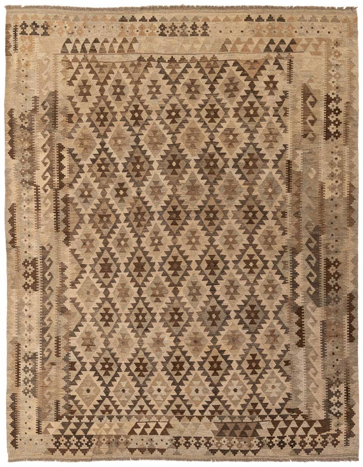 Detail image of 6' 11 x 9' 6 Hand Woven Kilim Maymana Wool Rug
