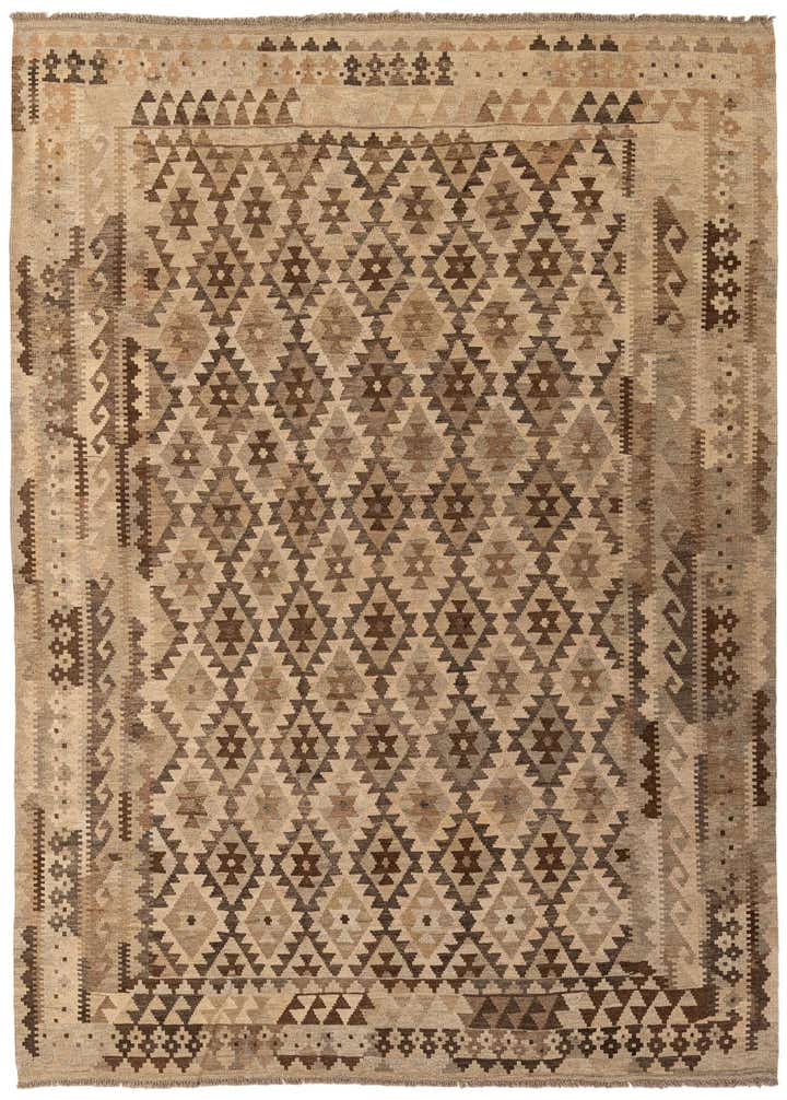 6' 11 x 9' 6 Hand Woven Kilim Maymana Wool Rug