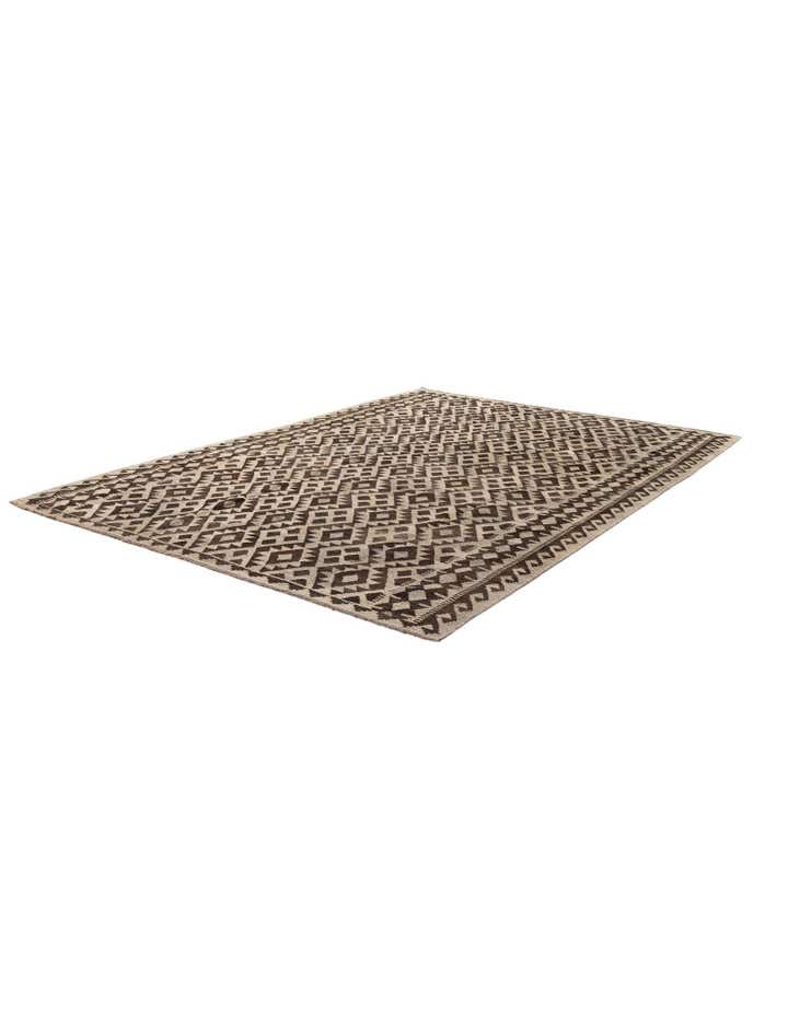 6' 10 x 9' 7 Hand Woven Kilim Maymana Wool Rug