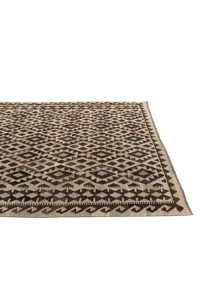 6' 10 x 9' 7 Hand Woven Kilim Maymana Wool Rug