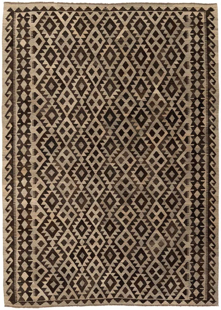 6' 10 x 9' 7 Hand Woven Kilim Maymana Wool Rug