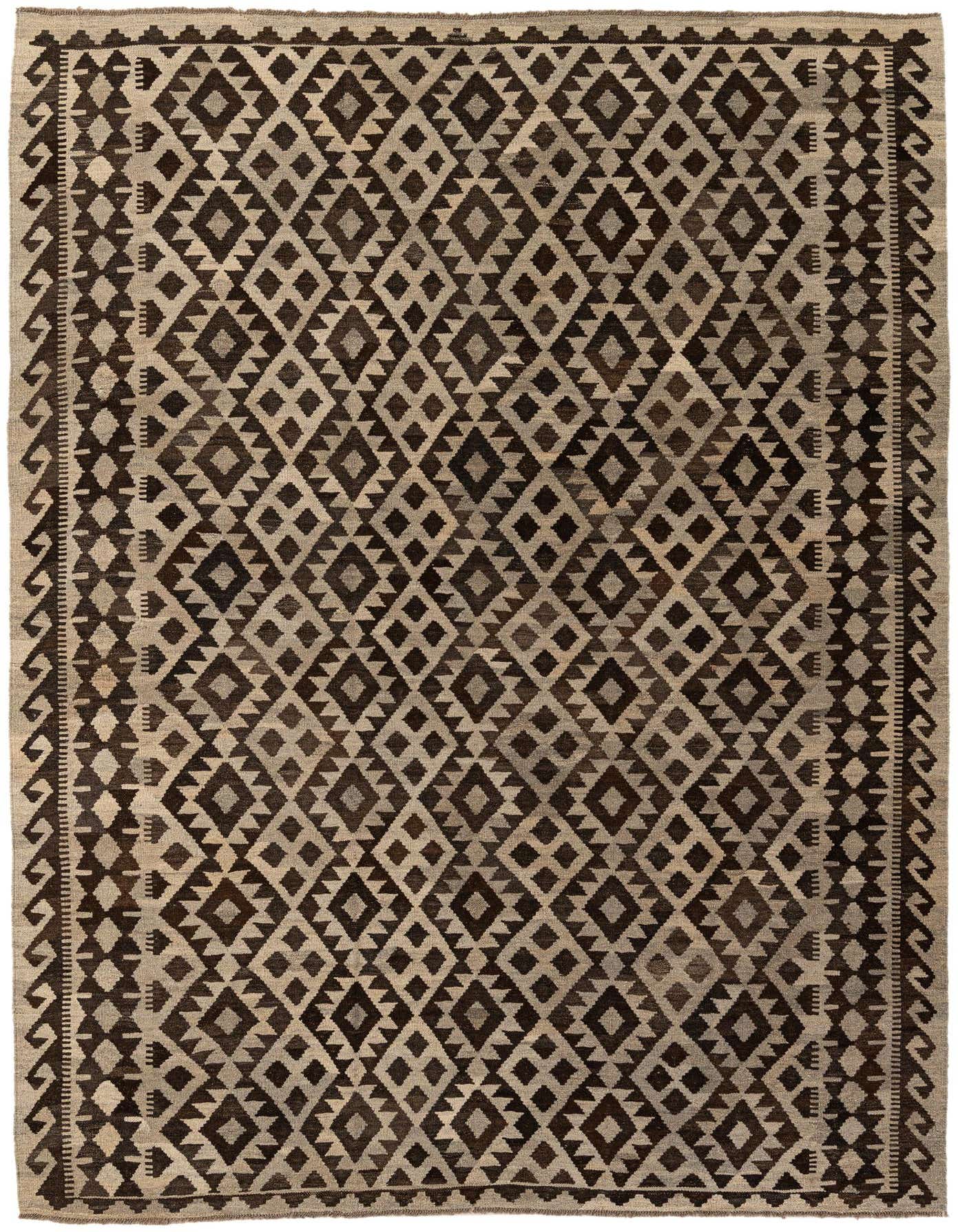 6' 10 x 9' 7 Hand Woven Kilim Maymana Wool Rug