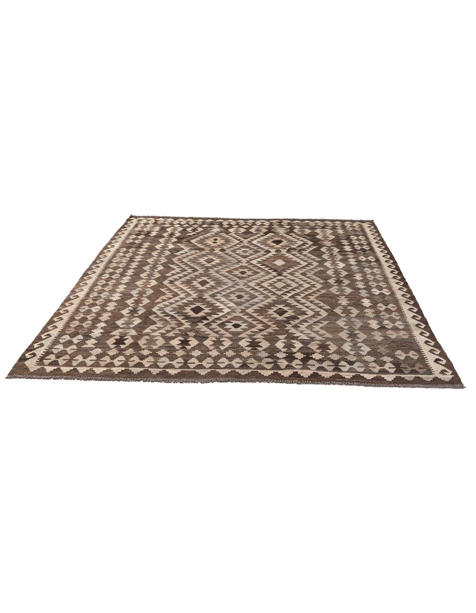 6' 10 x 9' 5 Hand Woven Kilim Maymana Wool Rug