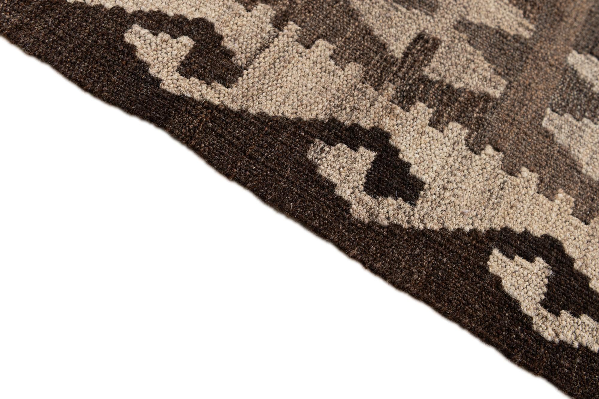 6' 10 x 9' 5 Hand Woven Kilim Maymana Wool Rug
