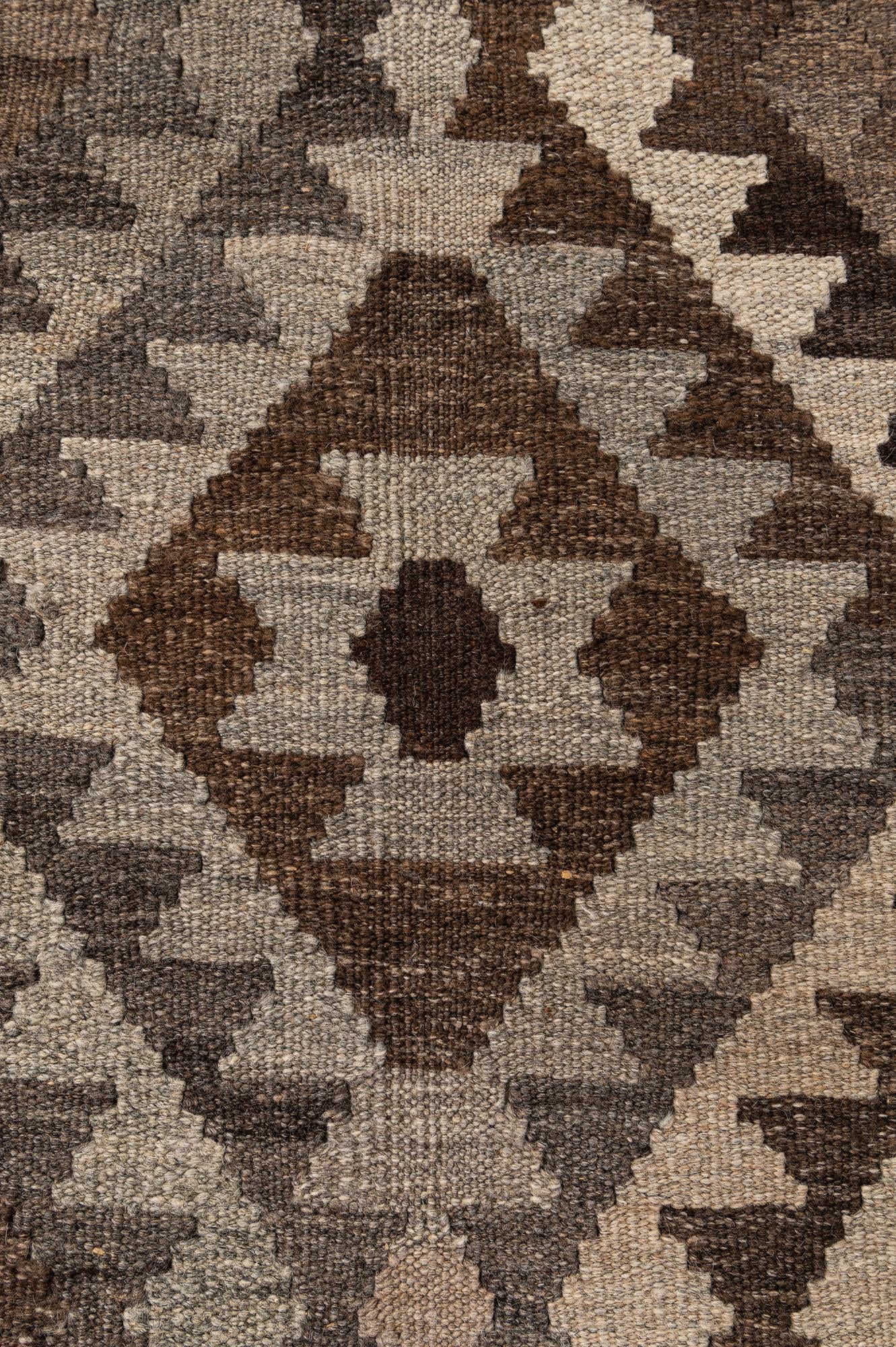 6' 10 x 9' 5 Hand Woven Kilim Maymana Wool Rug