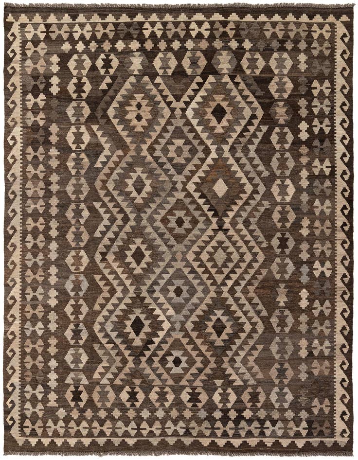 Detail image of 6' 10 x 9' 5 Hand Woven Kilim Maymana Wool Rug