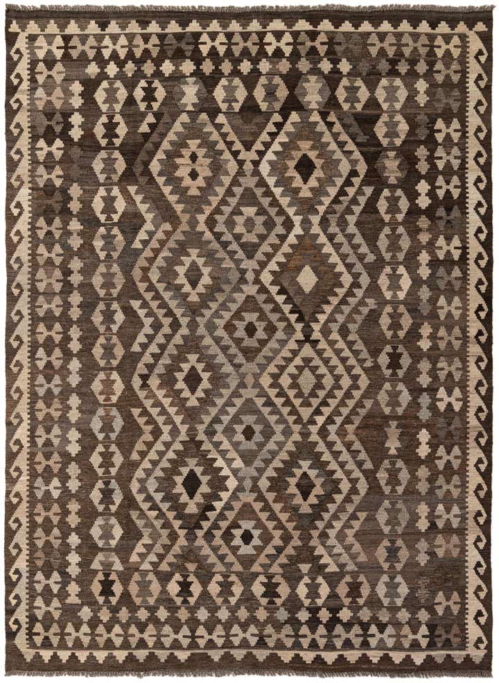 6' 10 x 9' 5 Hand Woven Kilim Maymana Wool Rug