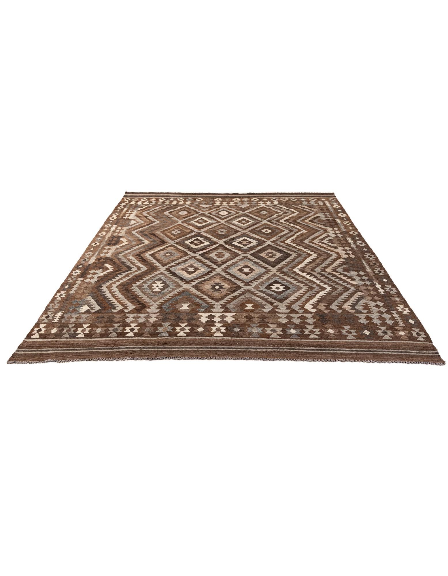 7' x 10' Hand Woven Kilim Maymana Wool Rug