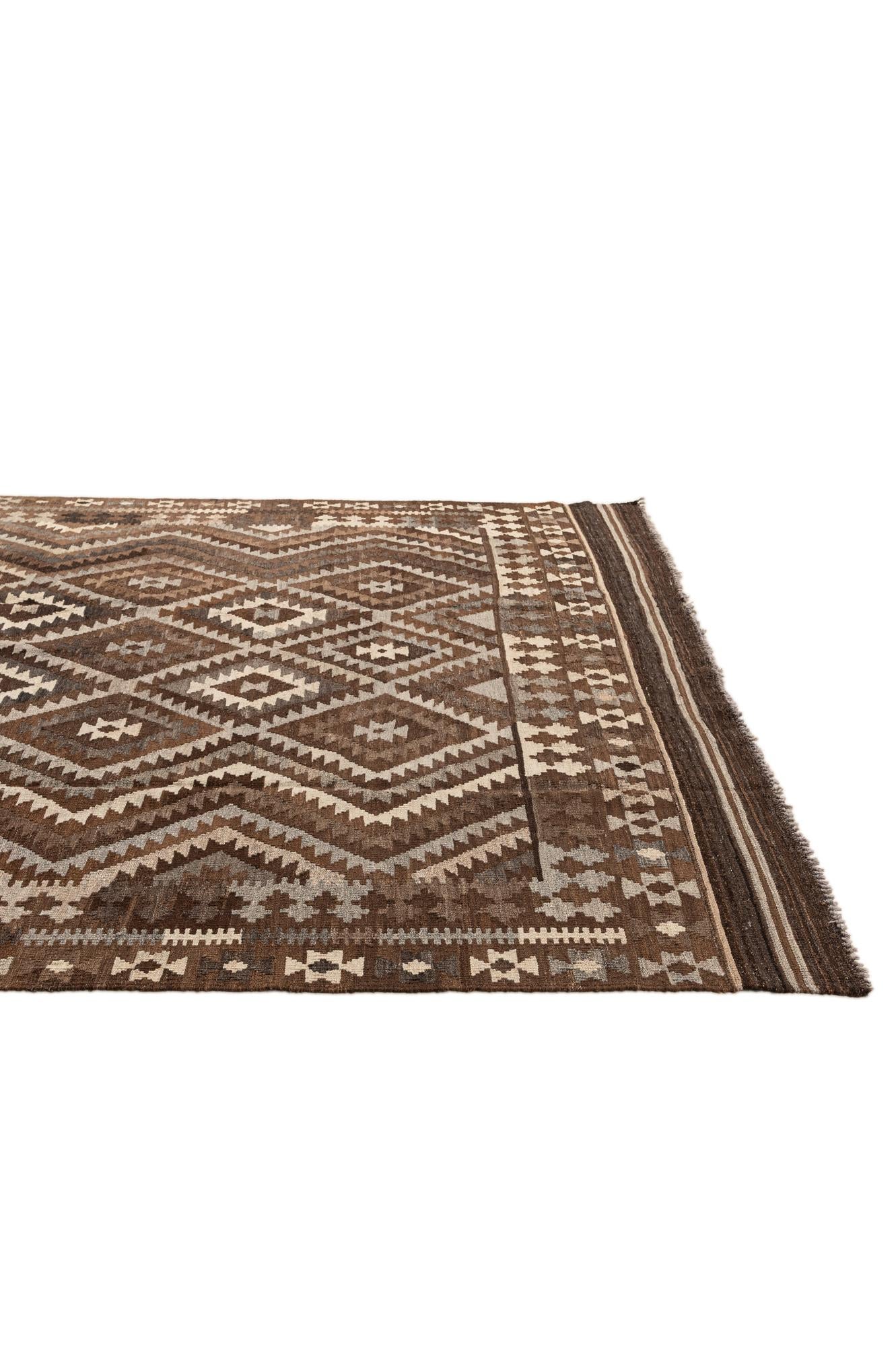 7' x 10' Hand Woven Kilim Maymana Wool Rug