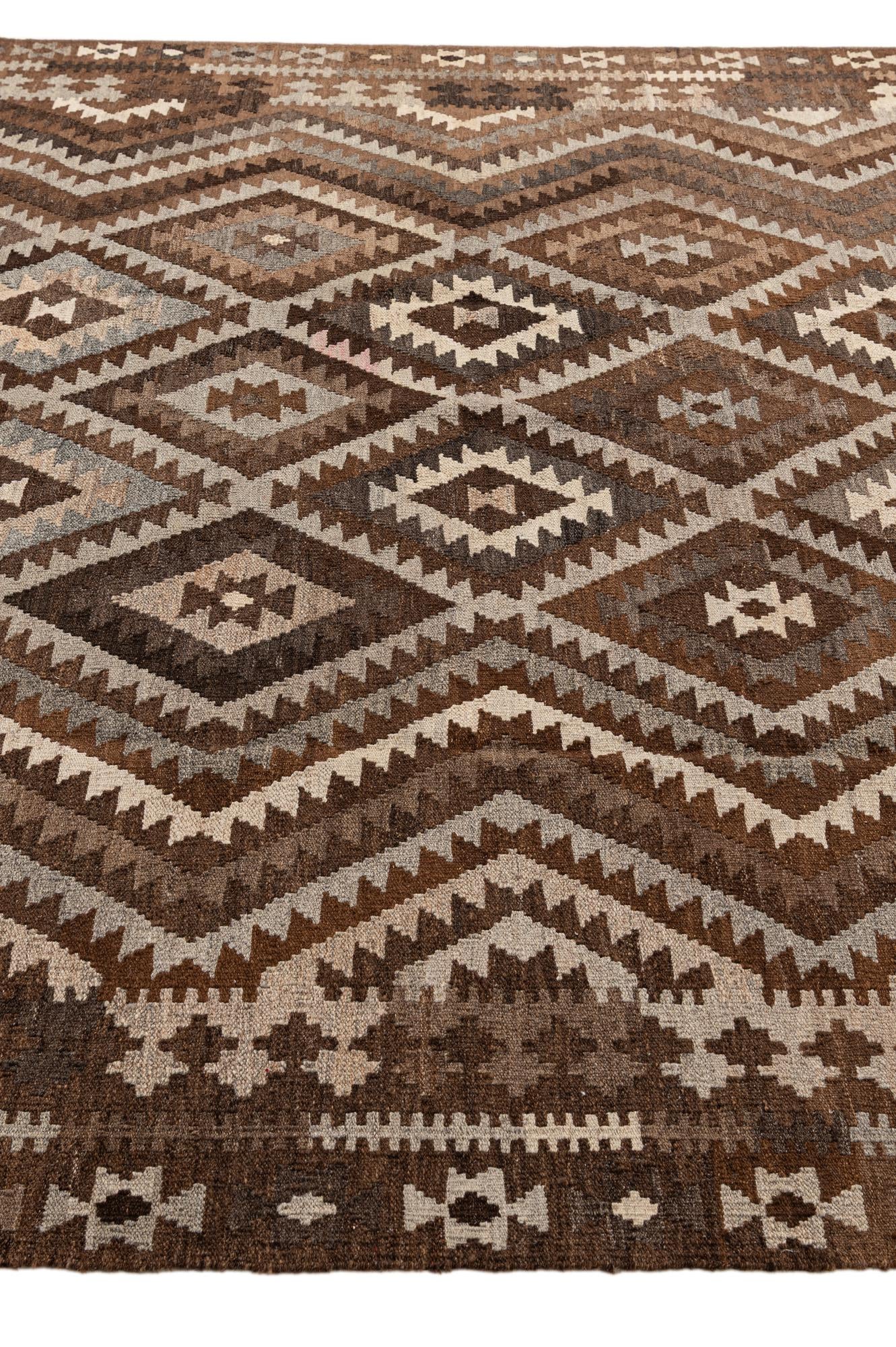 7' x 10' Hand Woven Kilim Maymana Wool Rug