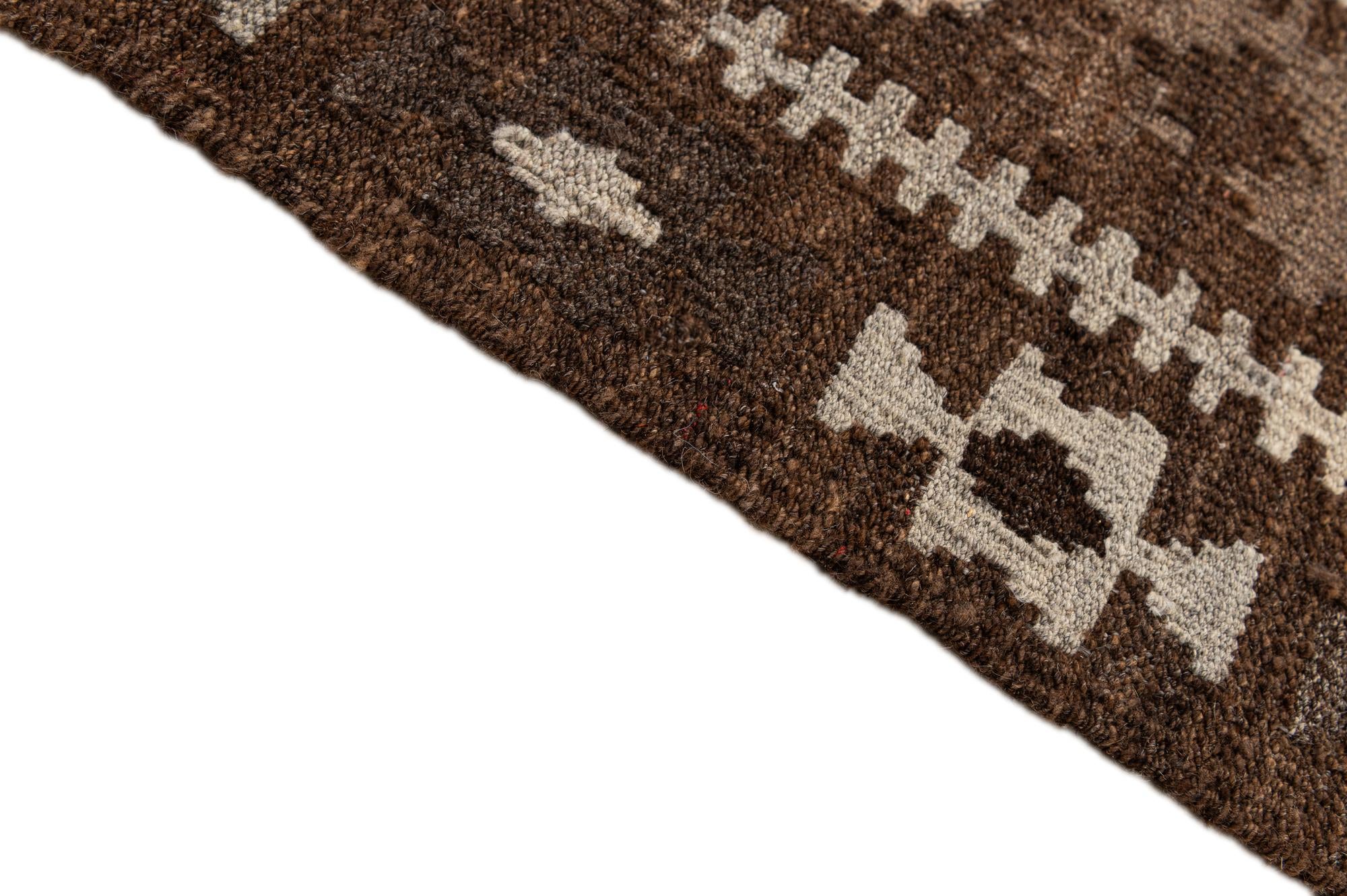 7' x 10' Hand Woven Kilim Maymana Wool Rug
