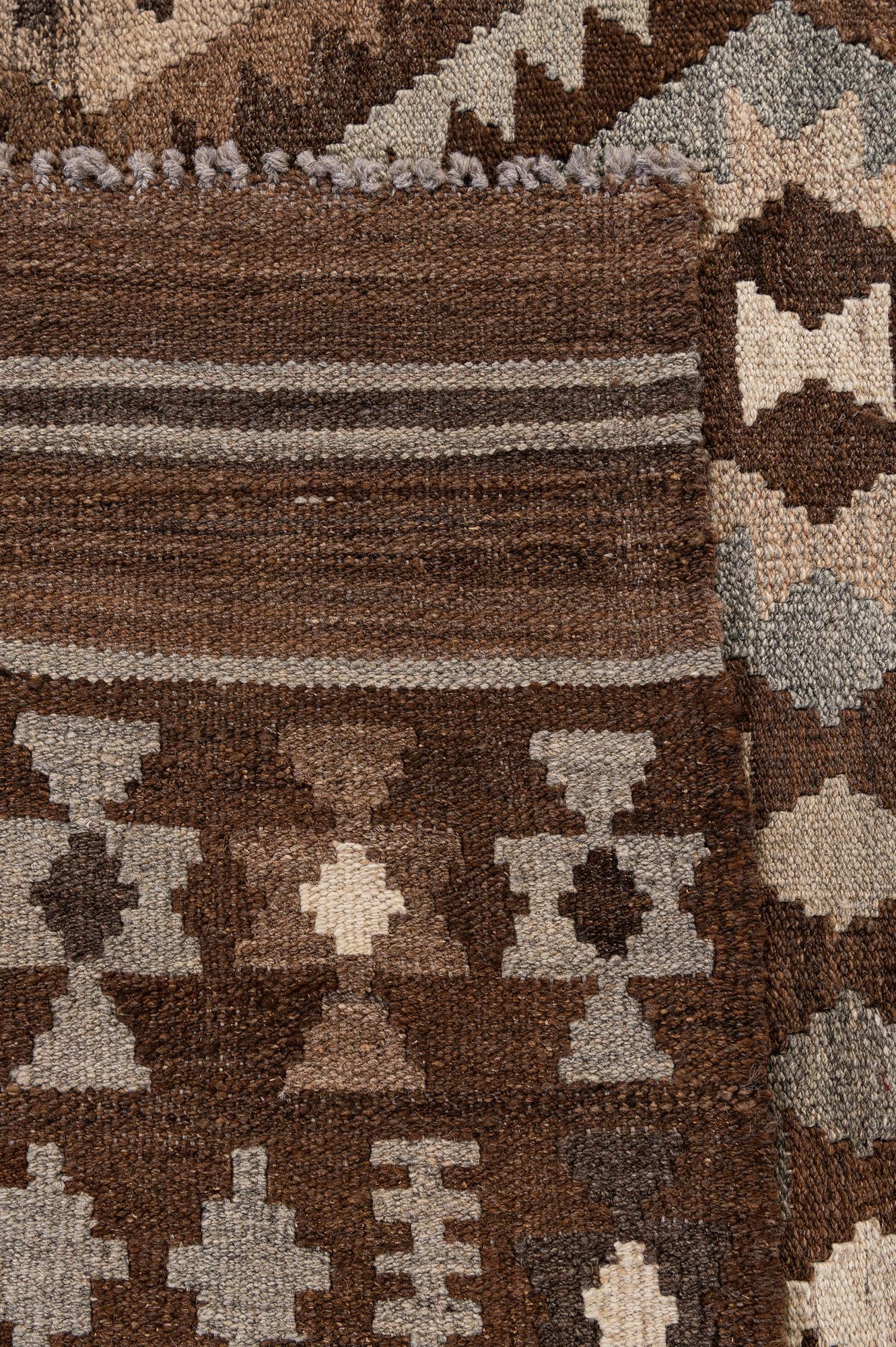7' x 10' Hand Woven Kilim Maymana Wool Rug