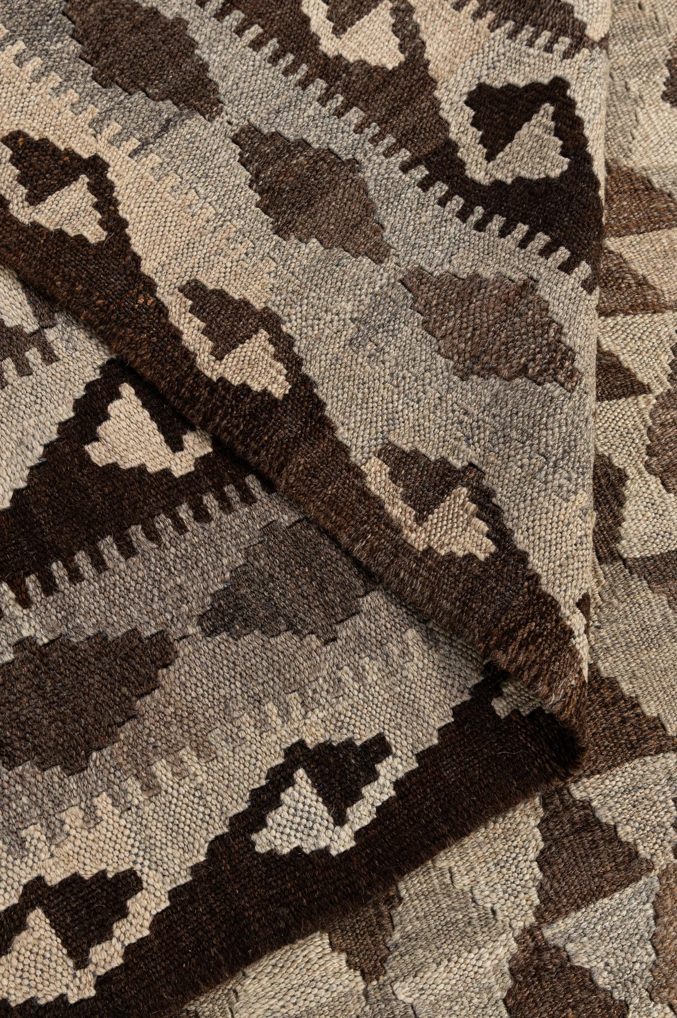 7' x 10' 2 Hand Woven Kilim Maymana Wool Rug