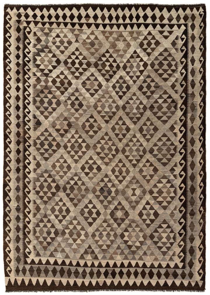 7' x 10' 2 Hand Woven Kilim Maymana Wool Rug