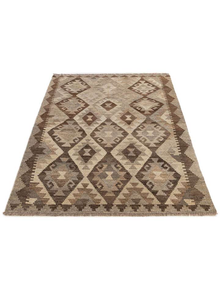 3' 5 x 4' 9 Hand Woven Kilim Maymana Wool Rug