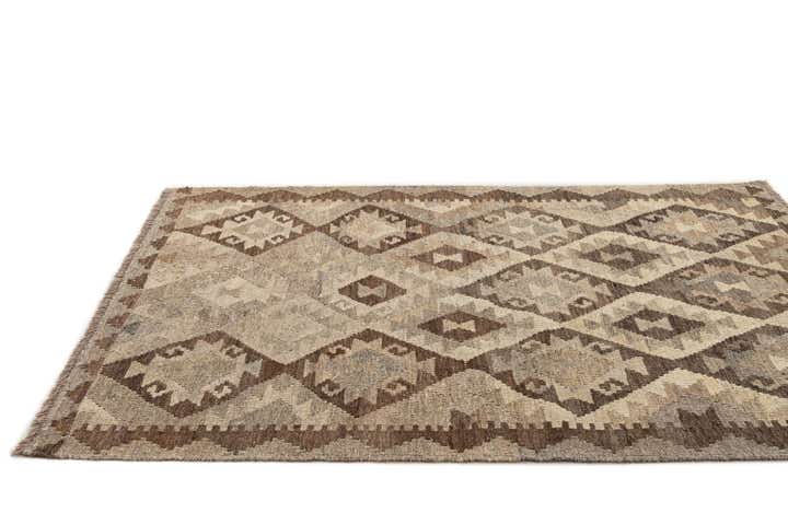 3' 5 x 4' 9 Hand Woven Kilim Maymana Wool Rug