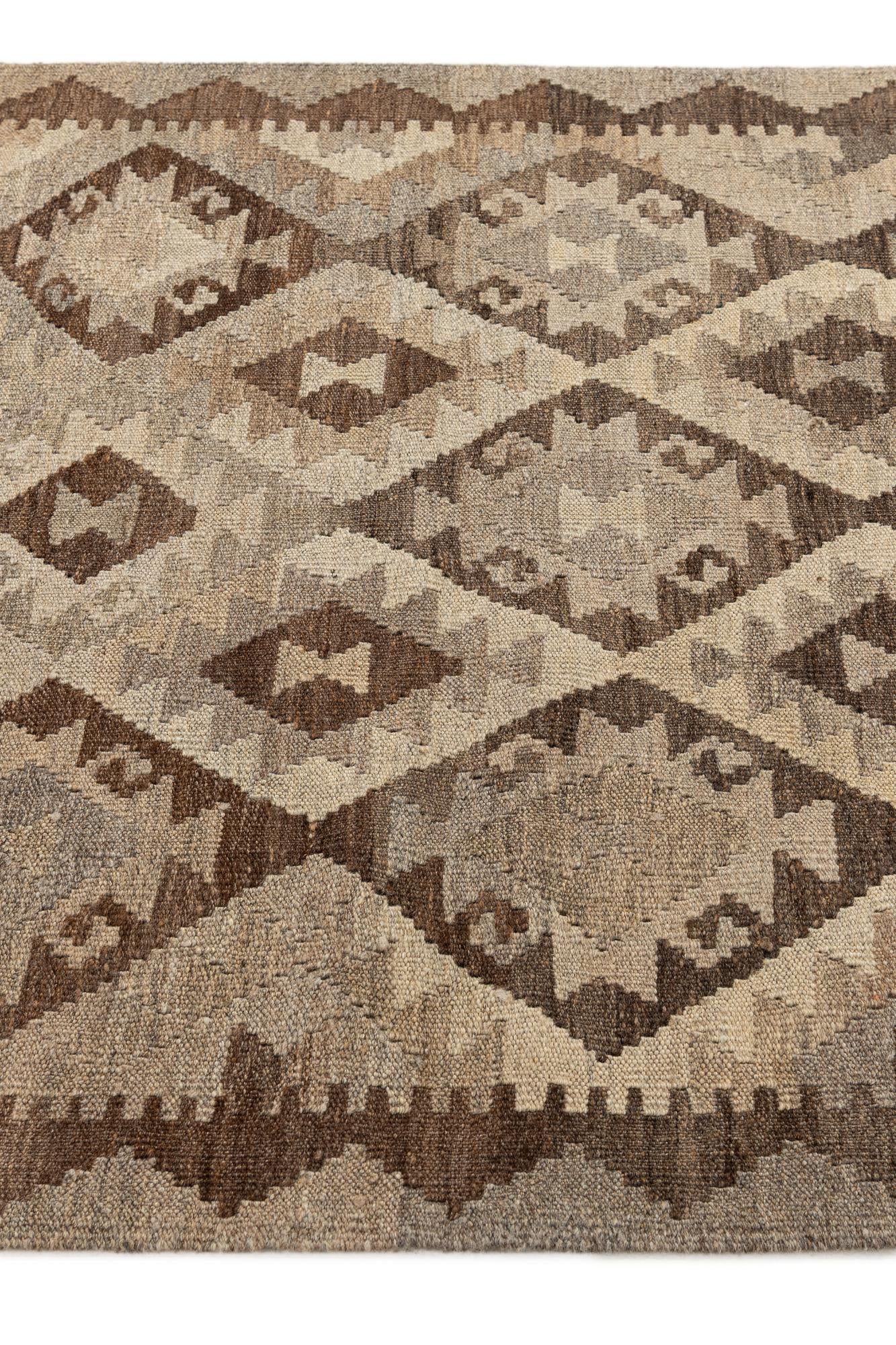 3' 5 x 4' 9 Hand Woven Kilim Maymana Wool Rug