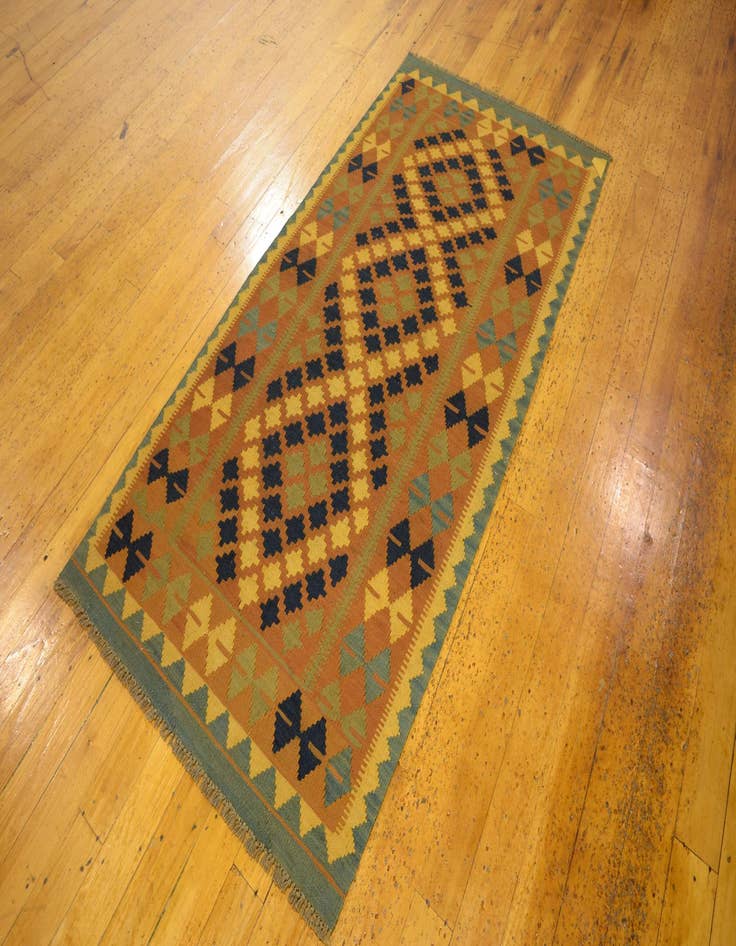 Detail image of 3' 3 x 6' 3  Hand Woven Kilim Maymana Wool Rug