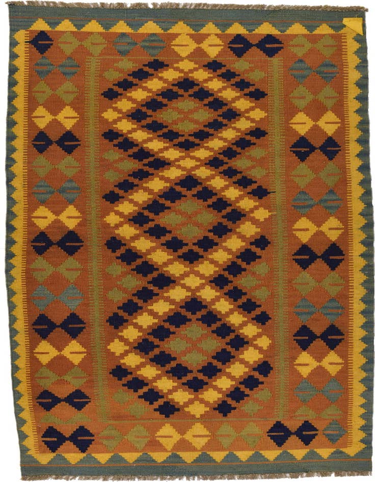 Detail image of 3' 3 x 6' 3 Hand Woven Kilim Maymana Wool Rug