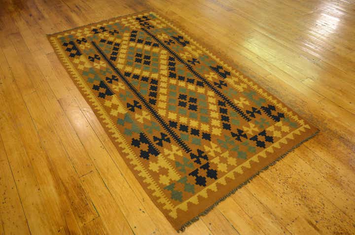 3' 4 x 6' 5 Hand Woven Kilim Maymana Wool Rug
