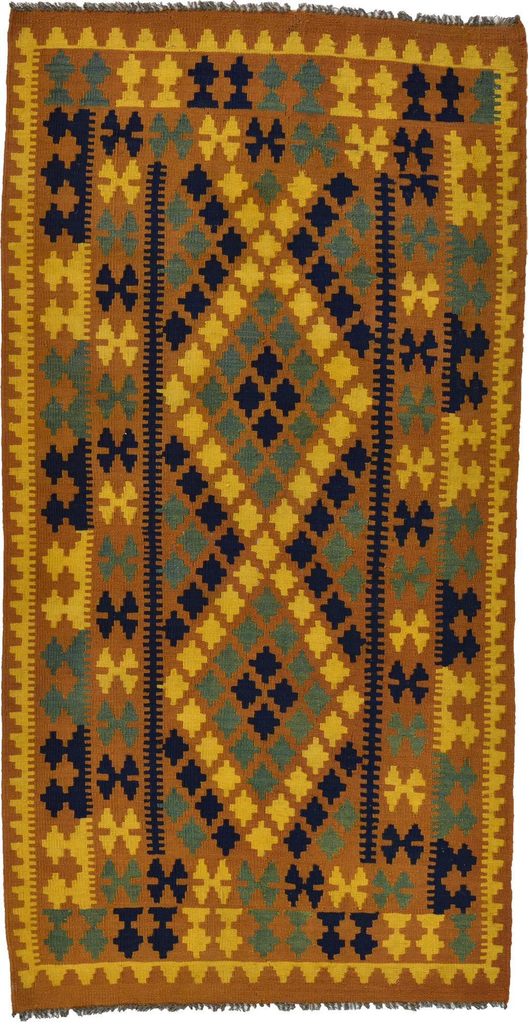 3' 4 x 6' 5 Hand Woven Kilim Maymana Wool Rug