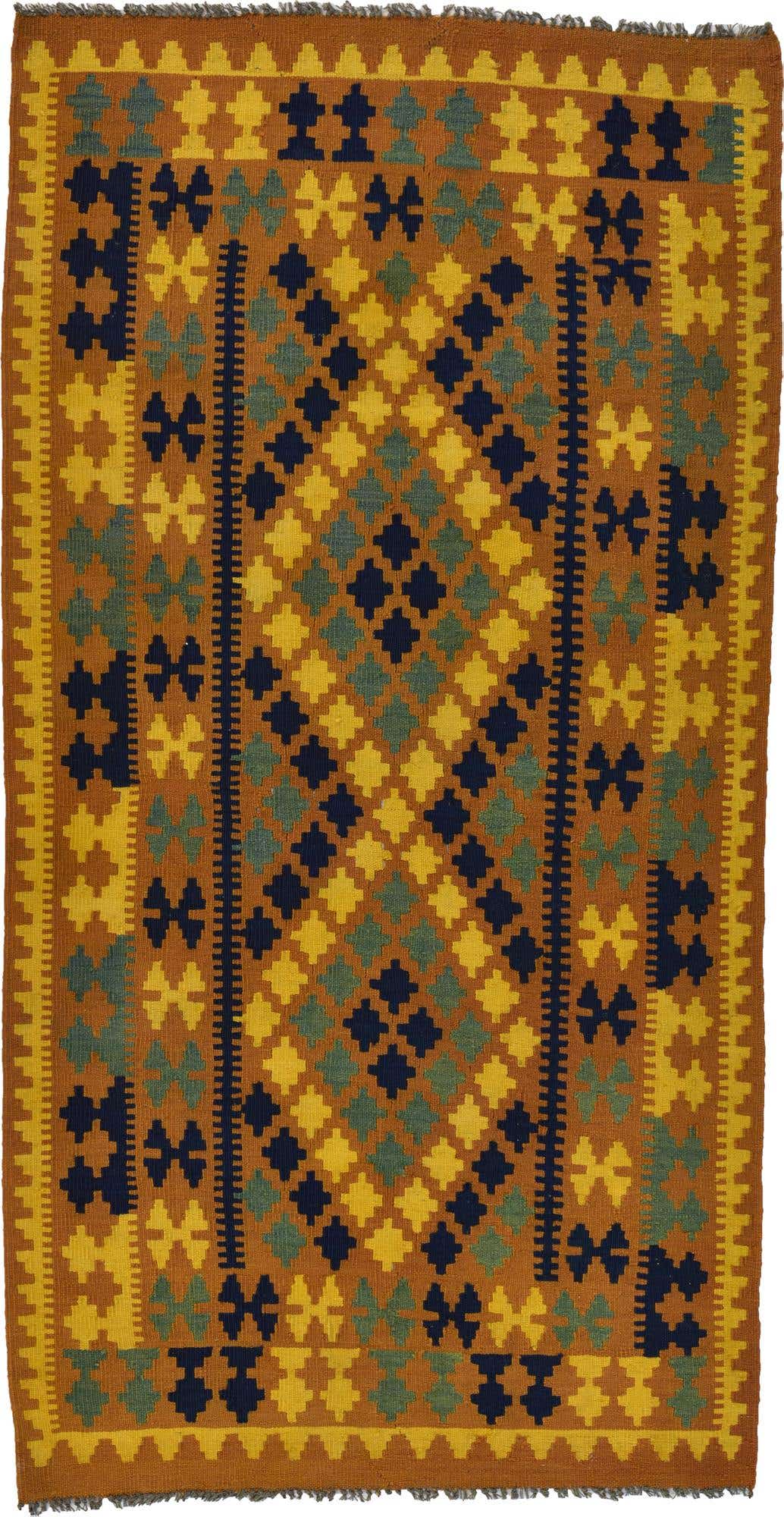 3' 4 x 6' 5 Hand Woven Kilim Maymana Wool Rug