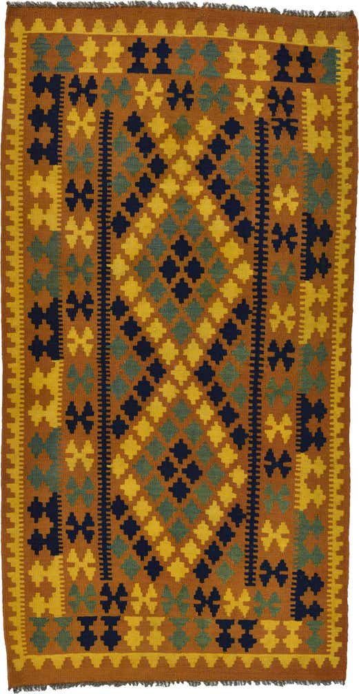 3' 4 x 6' 5 Hand Woven Kilim Maymana Wool Rug