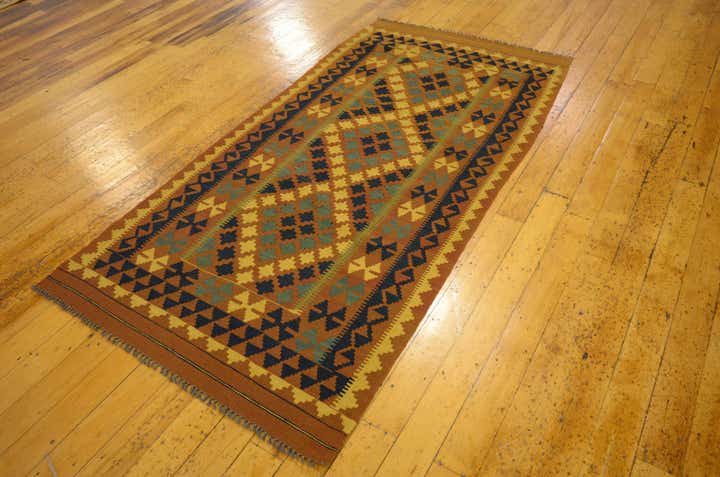 3' 3 x 6' 6 Hand Woven Kilim Maymana Wool Rug