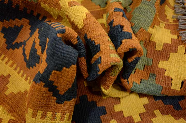 3' 3 x 6' 6 Hand Woven Kilim Maymana Wool Rug