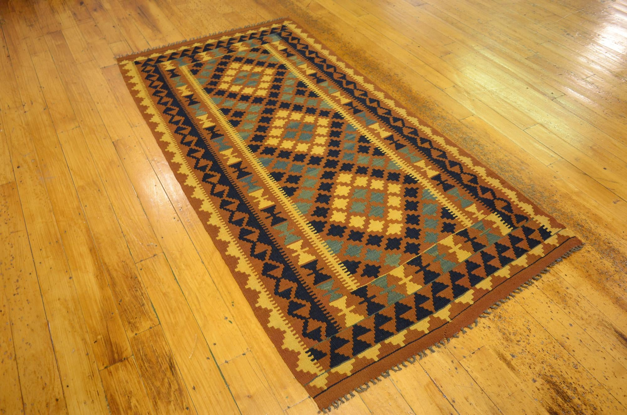 3' 3 x 6' 4 Hand Woven Kilim Maymana Wool Rug