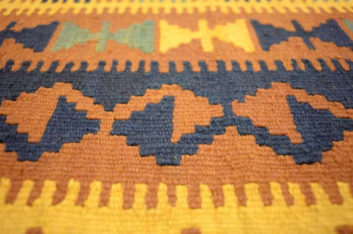 3' 3 x 6' 4 Hand Woven Kilim Maymana Wool Rug