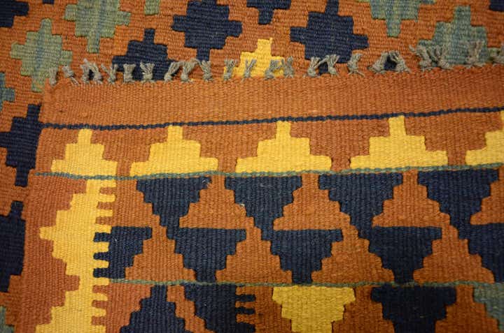 3' 3 x 6' 4 Hand Woven Kilim Maymana Wool Rug